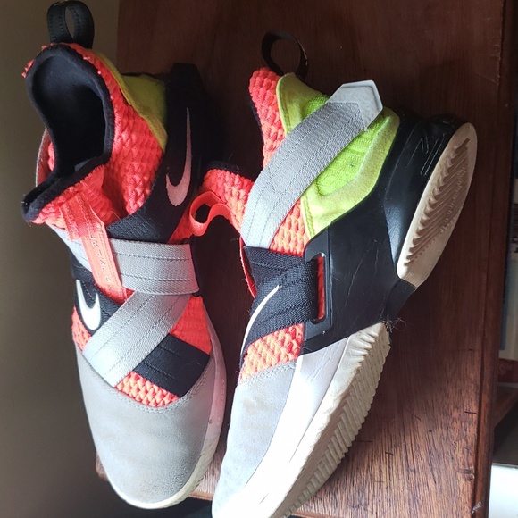 Nike Other - Nike Lebron Zoom Sneakers Gray Orange Green Men's Size 8